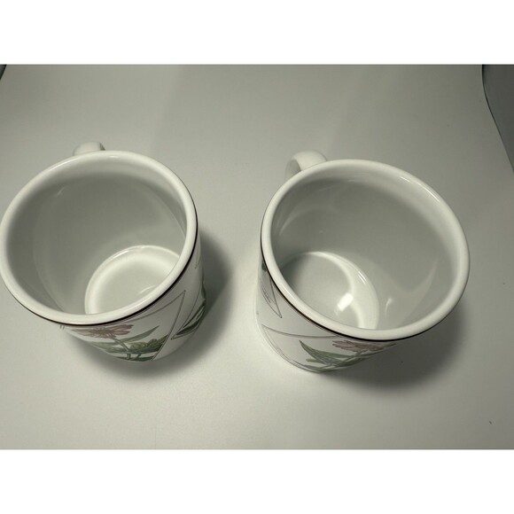 Lot Of 2 Tiffany & Co. Floral Design Botanical Coffee Tea Mug Cup Portugal Vtg - Picture 5 of 6